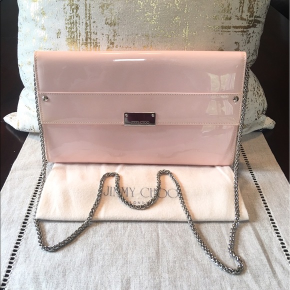 JIMMY CHOO Lychee powder pink clutch - Picture 1 of 7